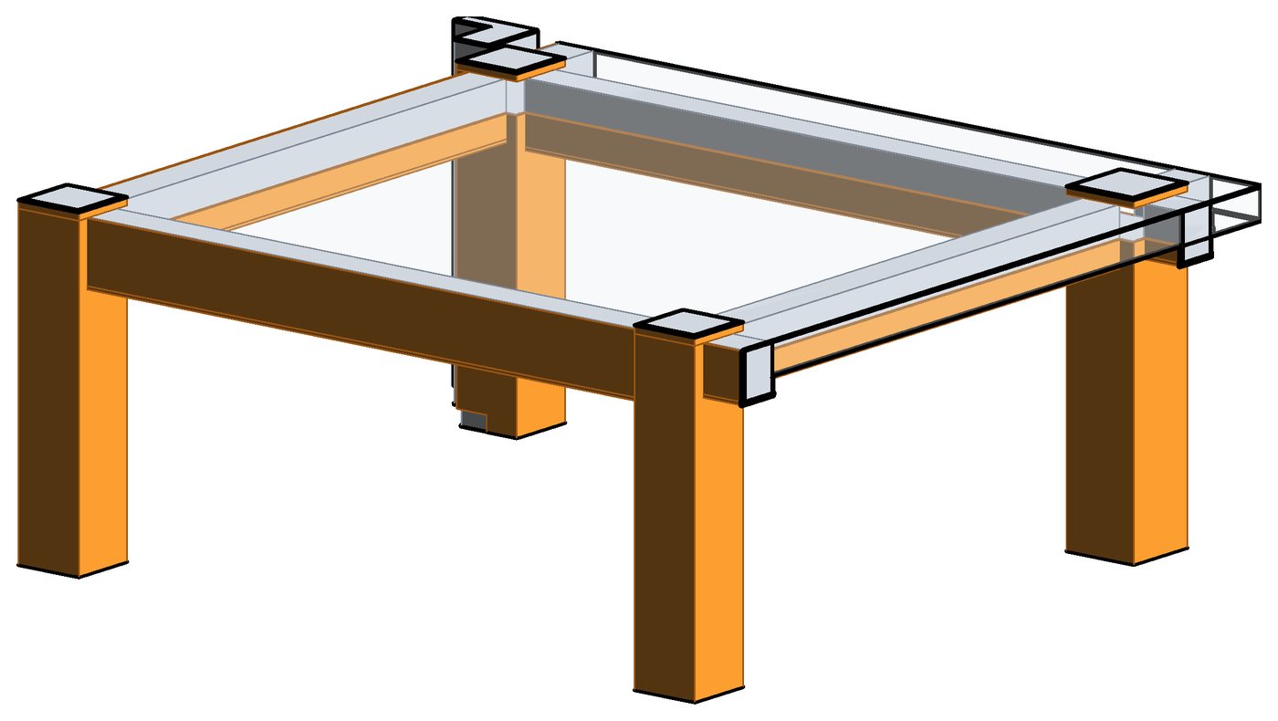 Encofrado de vigas y columnas alrededor de una losa en Revit.